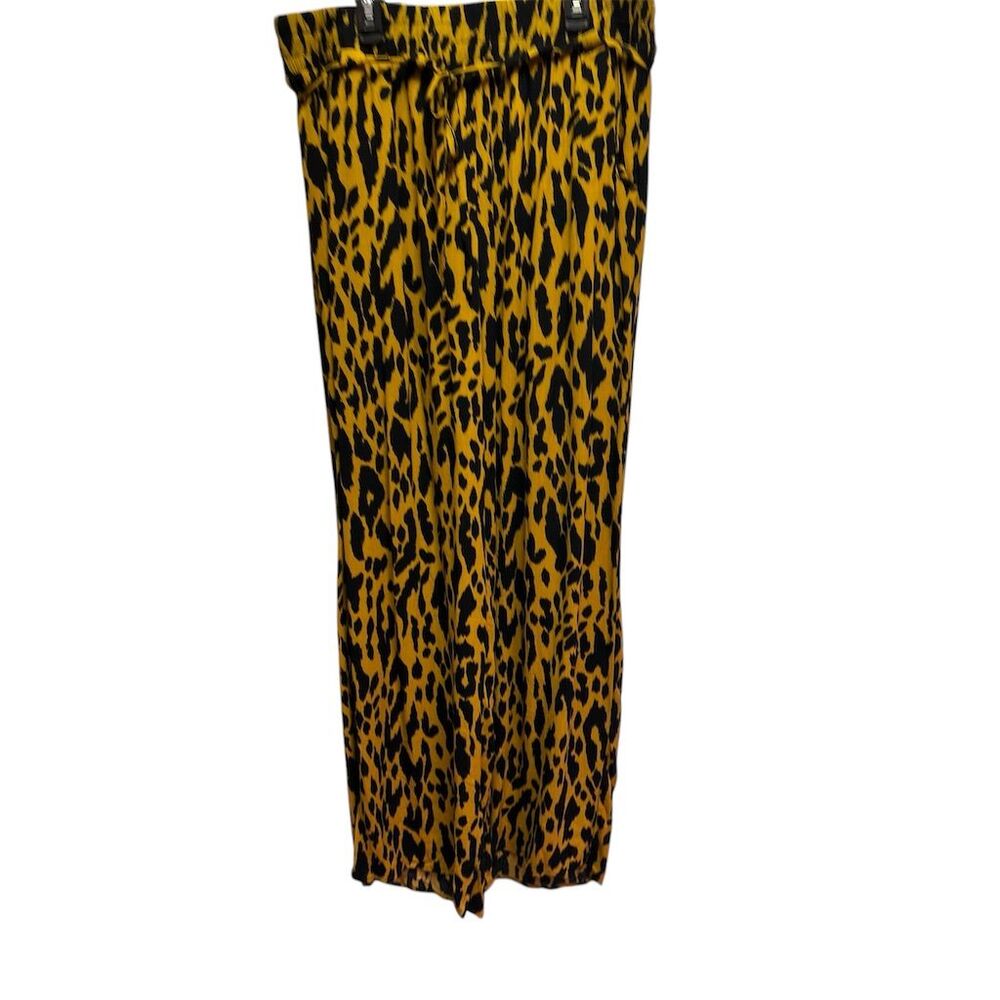 One Five One Women's Leopard Print Wide Leg Pants Size L Multicolor